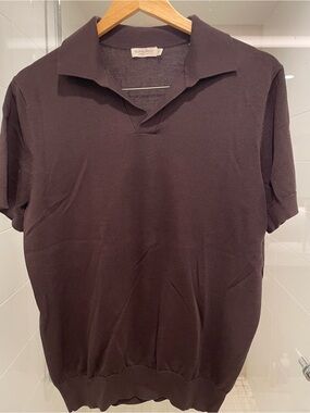 NEW SuitSupply buttonless polo brown. Sold out of this color online